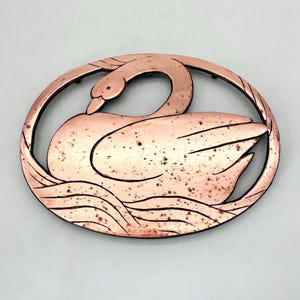 Vintage Copper Plate Cast Iron Swan Footed Trivet