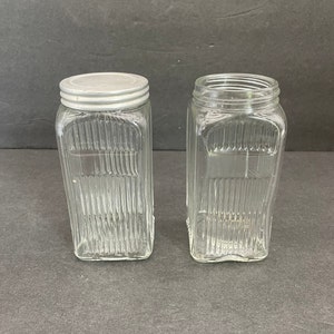Pair of Clear Glass Ribbed 5&quot; Hoosier Jars/Vintage Storage Jars