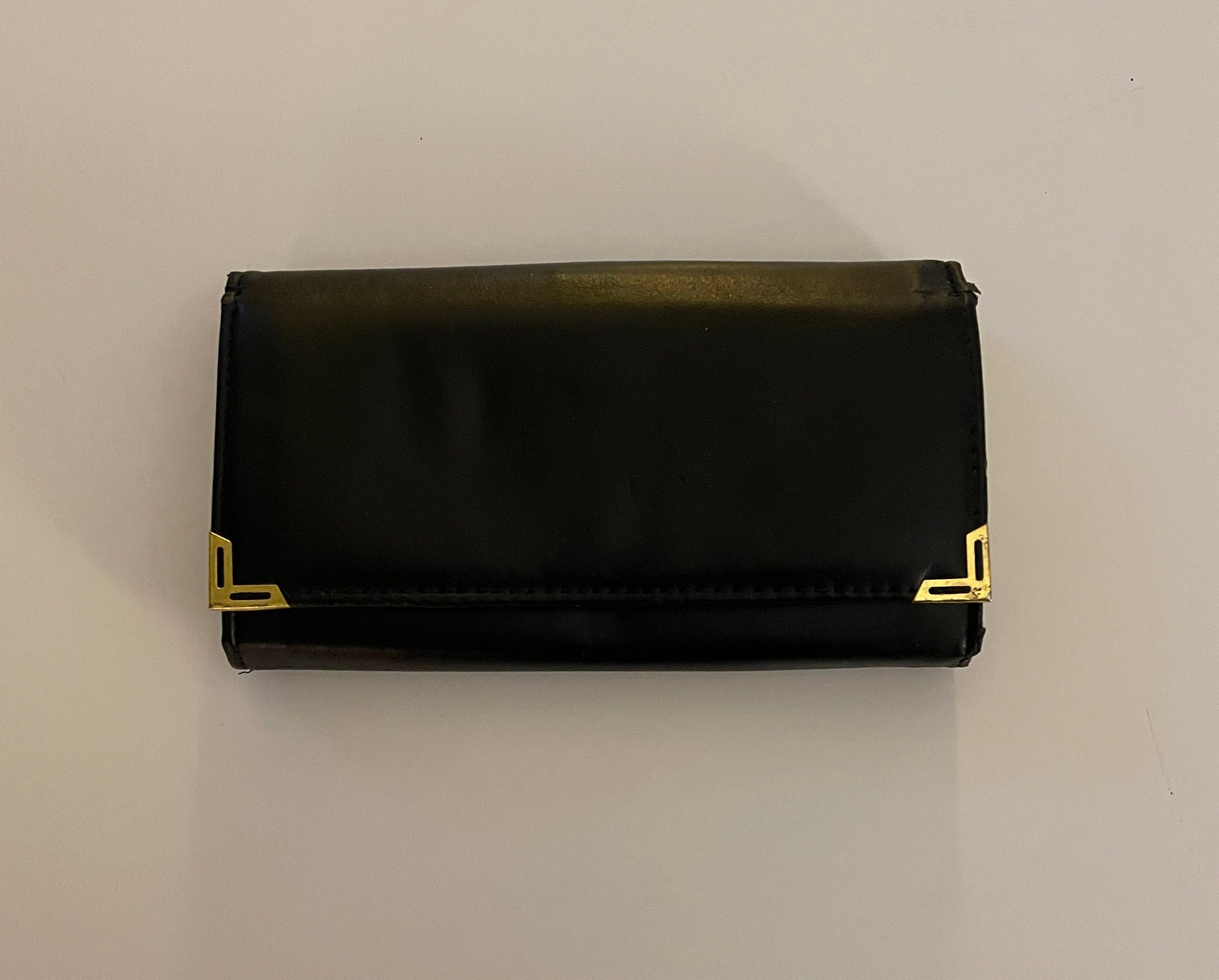 Vintage Guang Tong Genuine Black Leather Clutch Wallet 