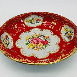 1971 Daher Decorated Ware Floral Tin Shallow Bowl/Made in England