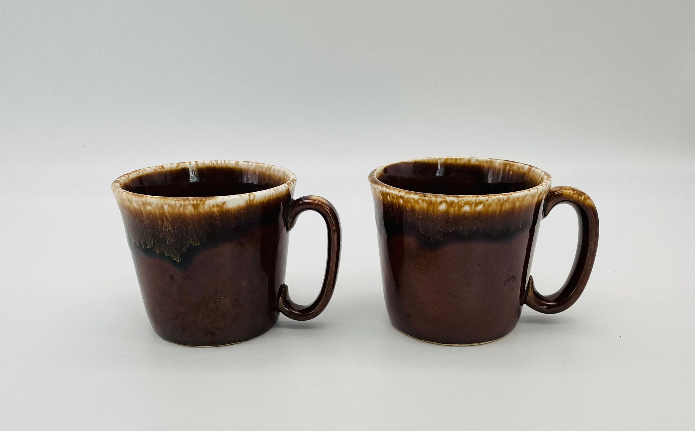 Set of 10 Brown Drip Coffee Mugs D Handle Cups 10oz