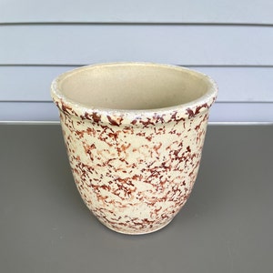 Robinson Ransbottom Pottery Brown Spongeware Utensil Crock