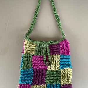 Bolso de hombro vintage de patchwork de ganchillo
