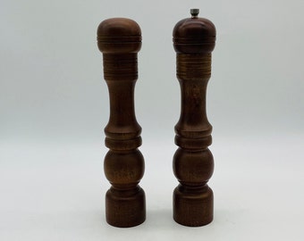 Vintage Solid Wood 11" Salt and Pepper Mill Set