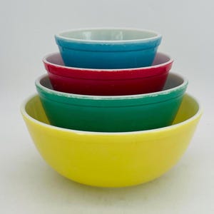 Midcentury Primary Color Nesting Pyrex Mixing Bowls