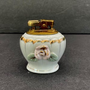 Vintage Hand Painted Gold Gilded Table Lighter - Japan