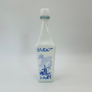 Vandermint Dutch Design Liquor Bottle, Vintage Blue and White Bottle