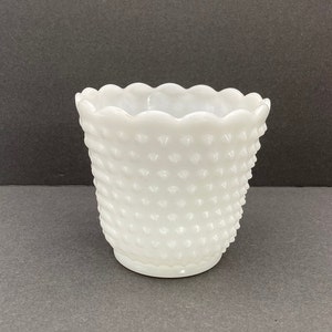 Fire King Hobnail Planter with Scalloped Rim/Midcentury House Planter/Vintage Anchor Hocking Flower Pot