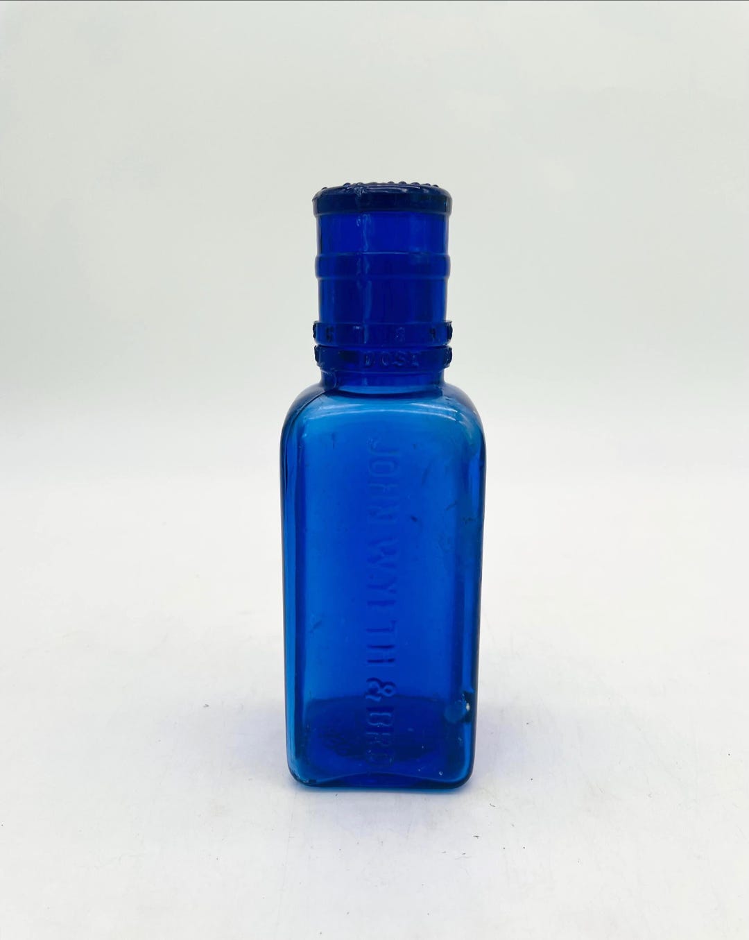 Antique John Wyeth & Bro. Cobalt Blue Medicine Bottle With Dose