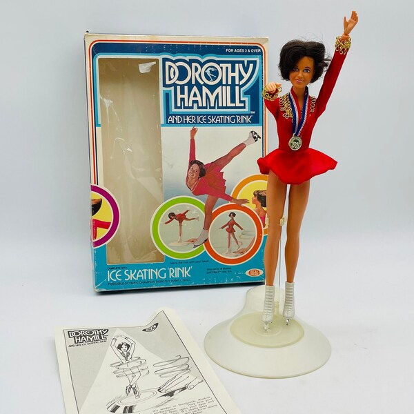 1976 Dorothy Hamill Olympic Gold 12" Doll with Skates and Rink