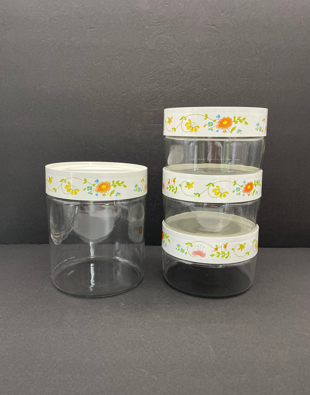 Vintage Pyrex Wildflower Stackable Canister Set of 4 - Etsy