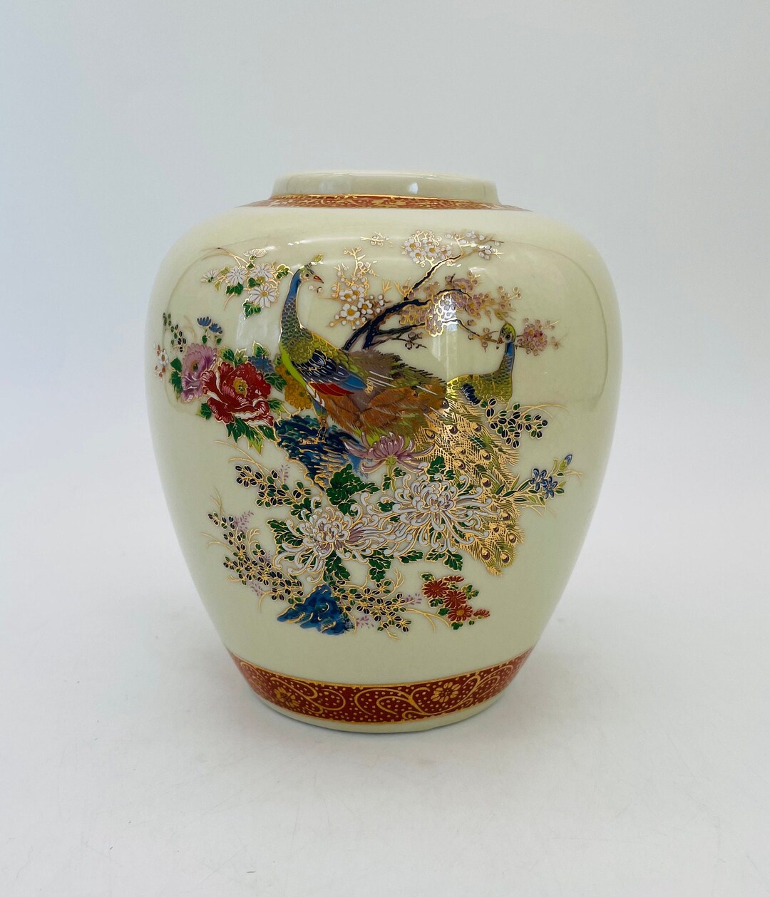 Satsuma Golden Peacock Porcelain Vase/ Made in Japan Etsy