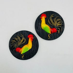 Rooster Chalk Ware Wall Plaques/Mid Century Wall Decor