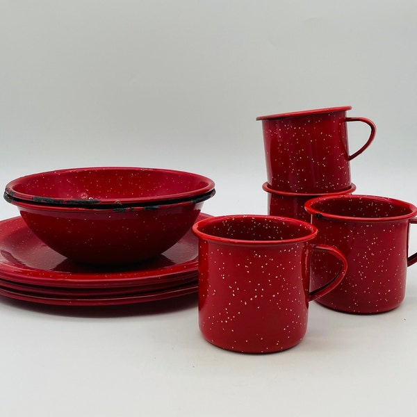 White Enamelware Camp Plates Etsy