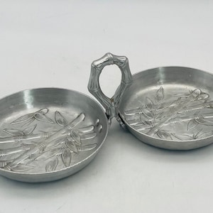 Everlast Forged Aluminum Bamboo Design Candy/Nut Dish - Double Snack Dish
