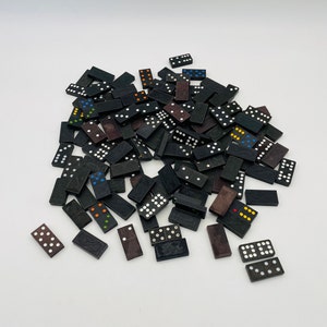 133 Assorted Wooden Vintage Dominoes/Colored and White Dots