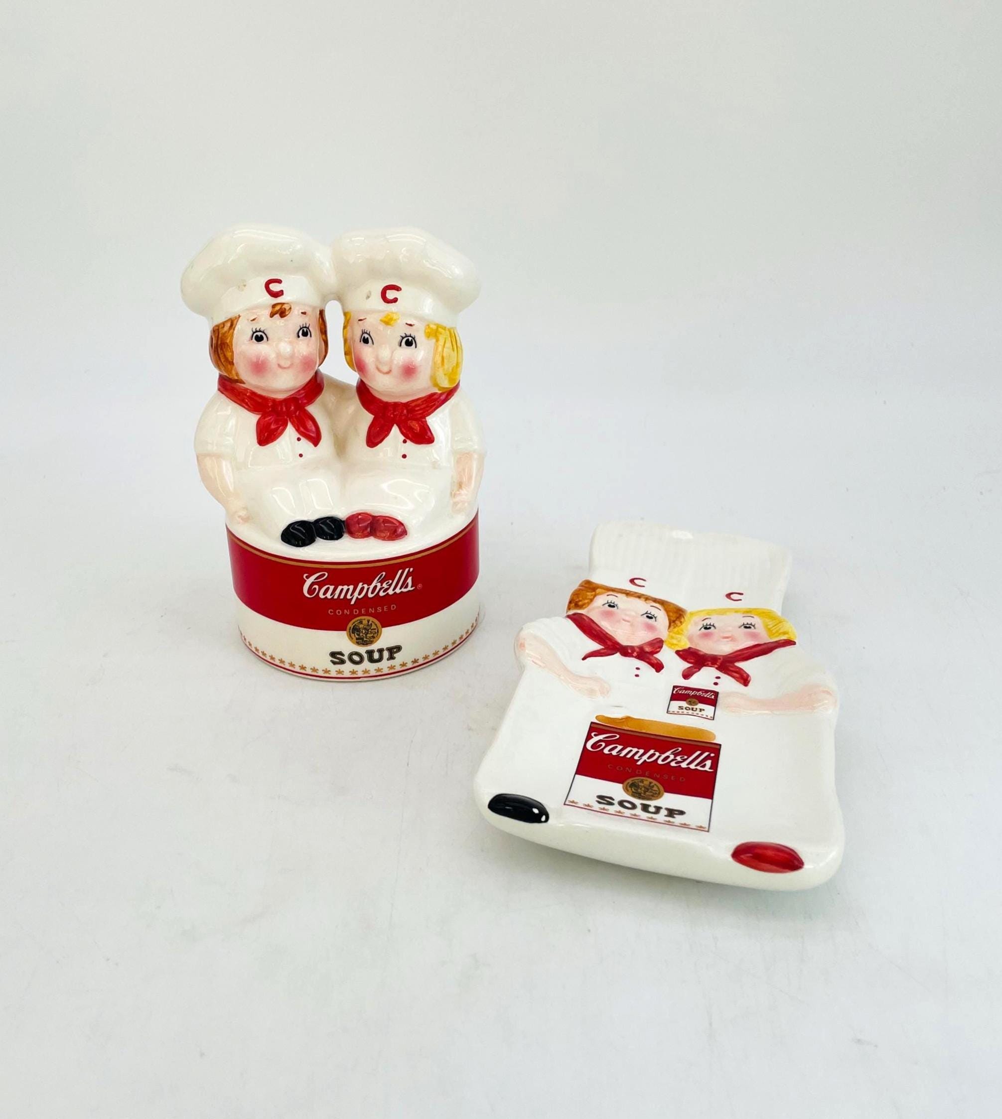Vintage Campbell's Soup Kid's Chef Kitchen Sponge Holder and Spoon