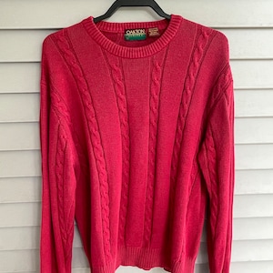 Vintage Oakton Limited 100% Cotton Cable Knit Crew Neck Men&#39;s Sweater - Size Large