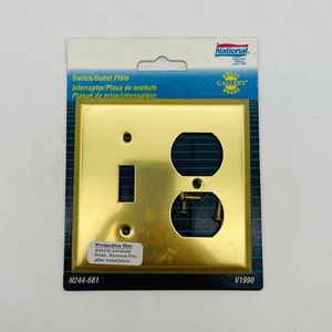 NIP Solid Messing Schalter/Steckdose Platte - Vintage National Hardware
