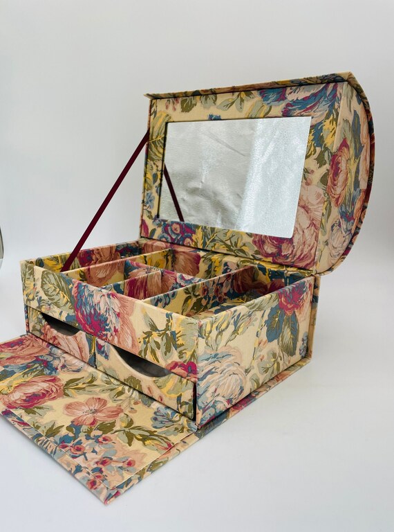 Large Floral Fabric Jewelry/Keepsake Chest Gem