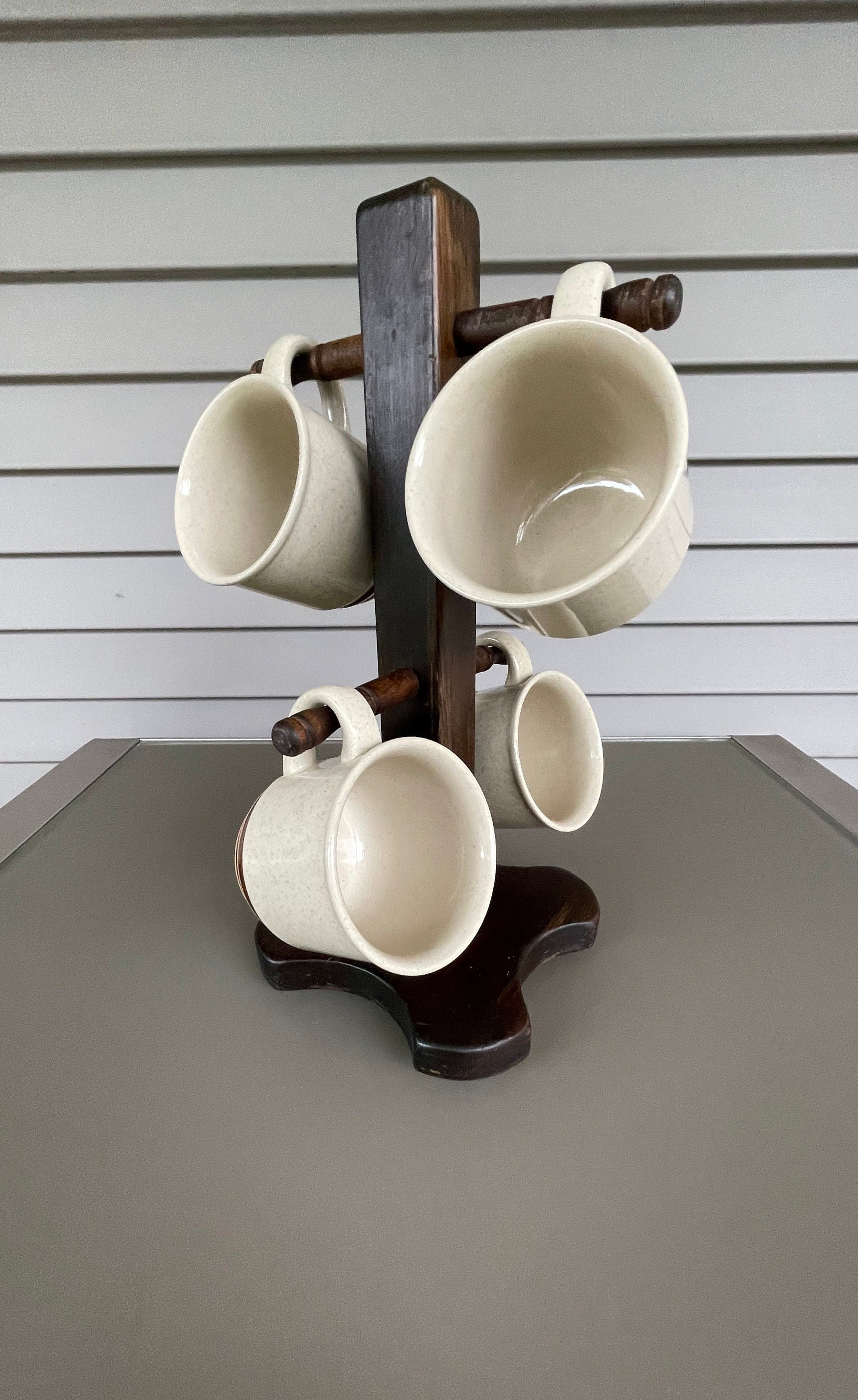 Arbre de tasse en bois massif / porte-tasse à café vintage / porte