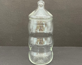 Vintage Clear Glass 3-Sphere Apothecary Jar: Vanity Storage