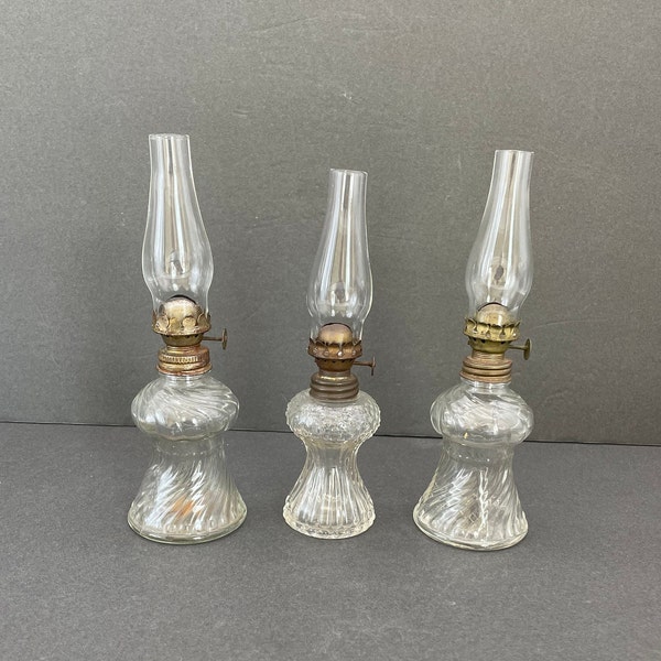 Antique Miniature Glass/Brass Oil Lamps/Acorn P & A MFG. (sold individually)