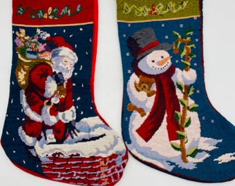 Vintage julstrumpor i vävt tyg - säljs individuellt