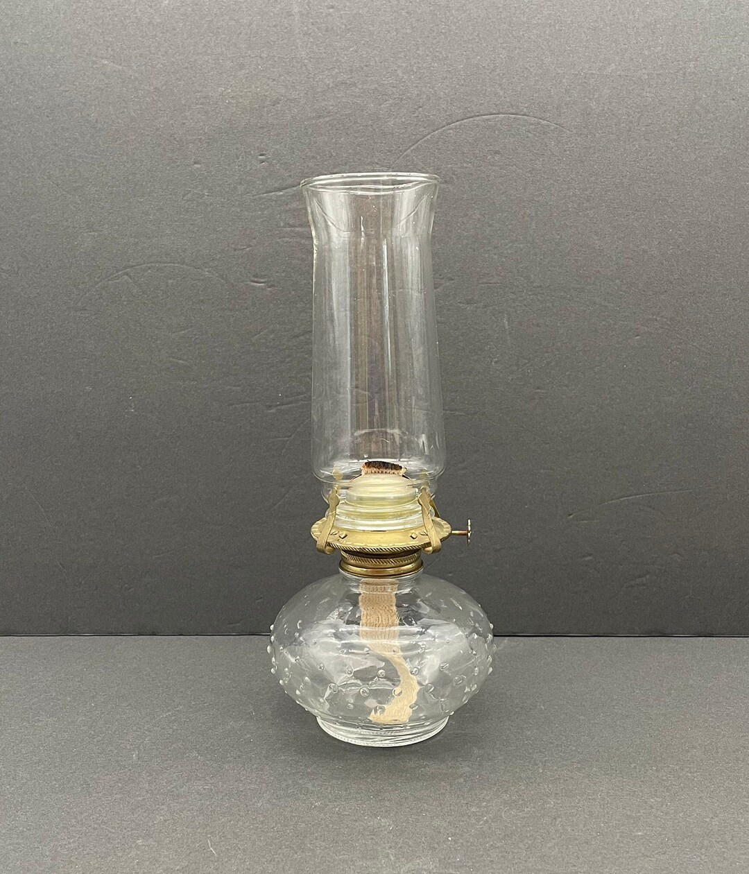 Vintage Clear Glass Hobnail Lamplight Farms Oil Burner Lamp Etsy