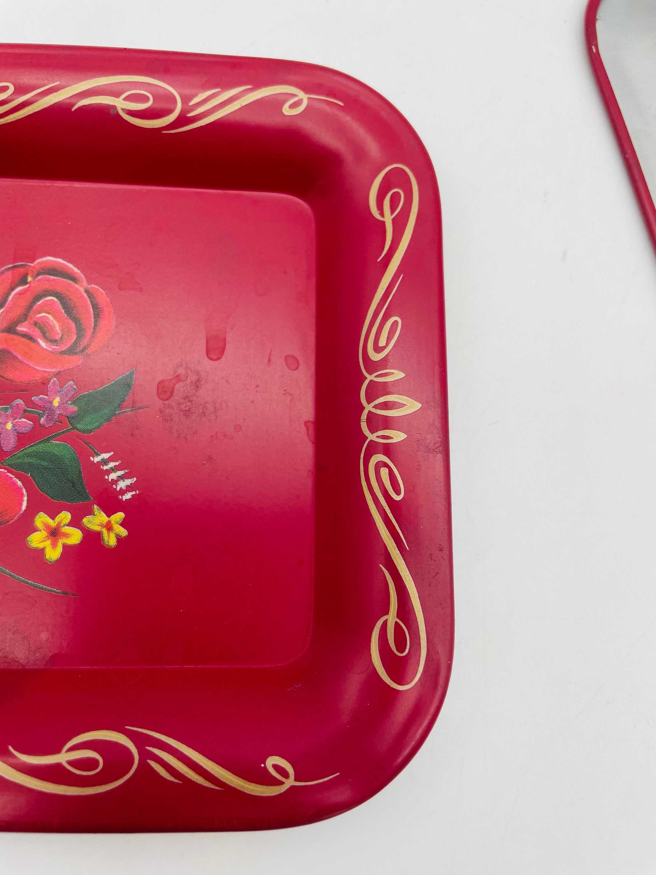 Floral Metal Snack Trays Set of 3/mid Century Tin TV Trays Etsy