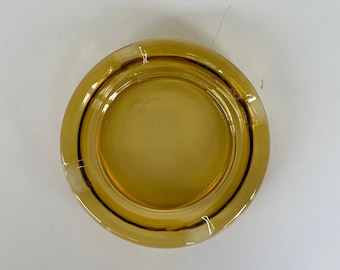 Large Amber Glass Ashtray/Mid Century Ashtray, Coaster, Trinket Dish