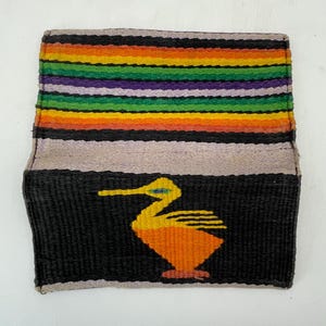 Vintage Hand gewebte Vogel / Bunte Streifen Geldbörse
