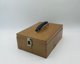 Industrial Gold Metal Box/Vintage Cash, File Box/Mid Century Rockaway Metal Products, New York
