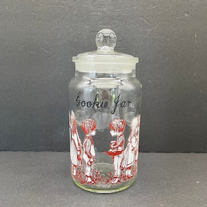 Vintage British Made Glass Cookie Jar with Ground Glass Lid