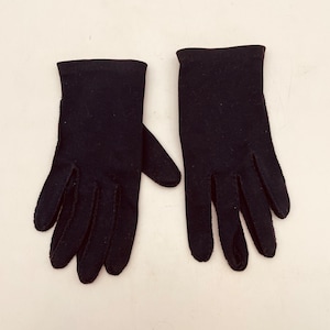 Marineblauwe Van Raalte dubbelgeweven katoenen dameshandschoenen maat 6 1/2/Midcentury dameshandschoenen