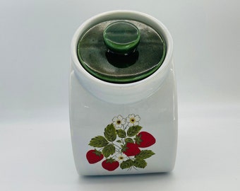Mc Coy Strawberry Angled Canister/Vintage Kitchen Canister