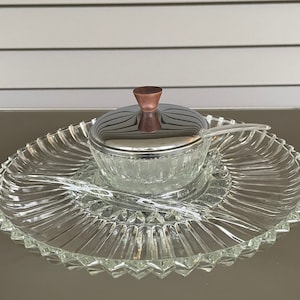 Kromex Lazy Susan Condiment/Vegetable Dish with Dip Bowl/Mid Century Serving Dish