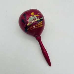 Vintage Handcrafted and Painted Wooden Maraca from Mexico/Maraca Shaker