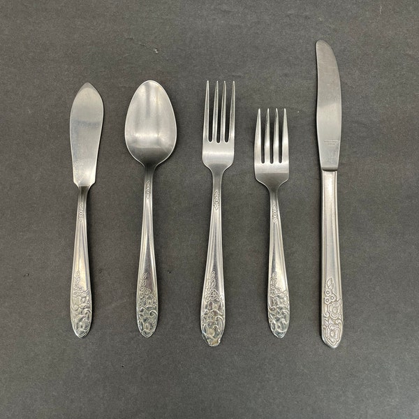 Vintage "Maytime" Stainless Steel Flatware/Floral Handled Flatware (Each piece sold individually)