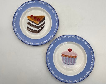 Studio Nova "Sweet Treats" Dessert Plates, Set of 2 - Big Fat Cake & Big Fat Cupcake