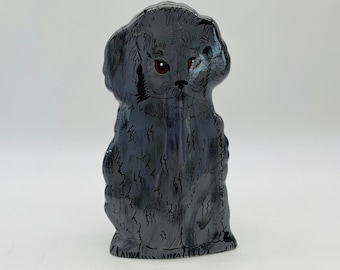 Sweet Gray Dog Ceramic Vase by Nina Lyman