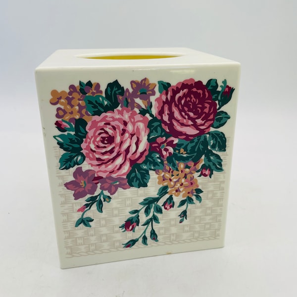 Martha Stewart Rose Floral "Carlyle" Plastic Tissue Box Cover