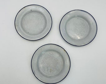 Midcentury KER Sweden 6.25" Enamel Plates, Set of 3