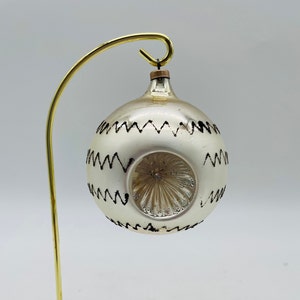 Vintage 3-Sided Indent Glass Christmas Ornament/Made in Austria