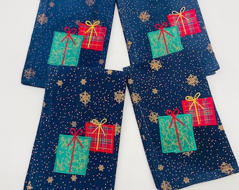 Festive Cotton Applique Holiday Napkins, Set of 4