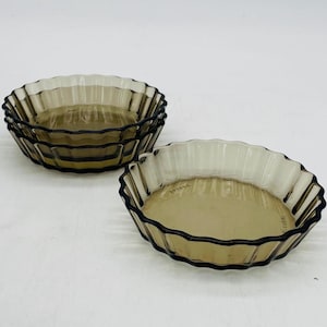 Arcopal France Smoked Glass Fluted Tart Dishes, Set of 3