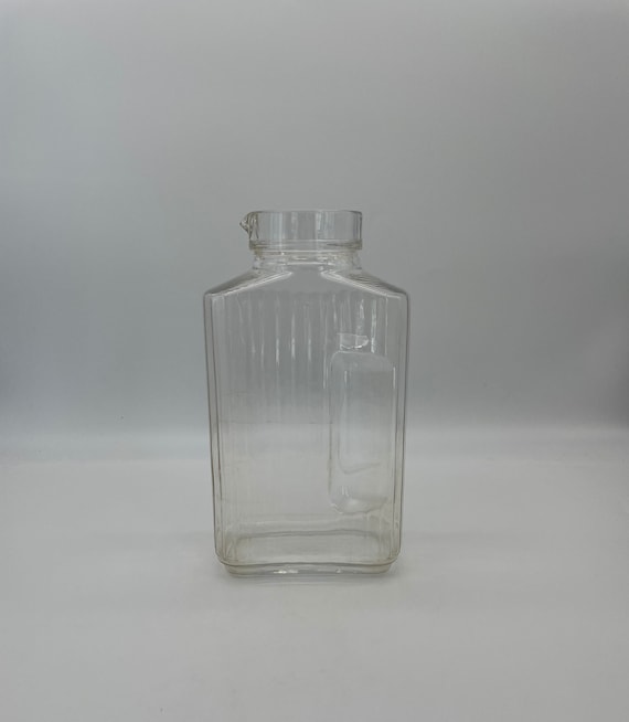 Glass Refrigerator 2 Quart Water Bottle/vintage Clear Glass Water/lemonade/ice  Tea Pitcher 