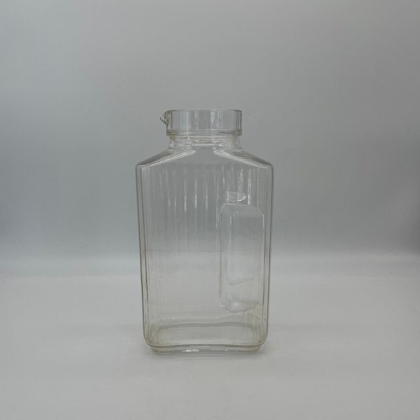 Glazen koelkast 2 kwart waterfles / vintage helder glas water / limonade / ijsthee kruik
