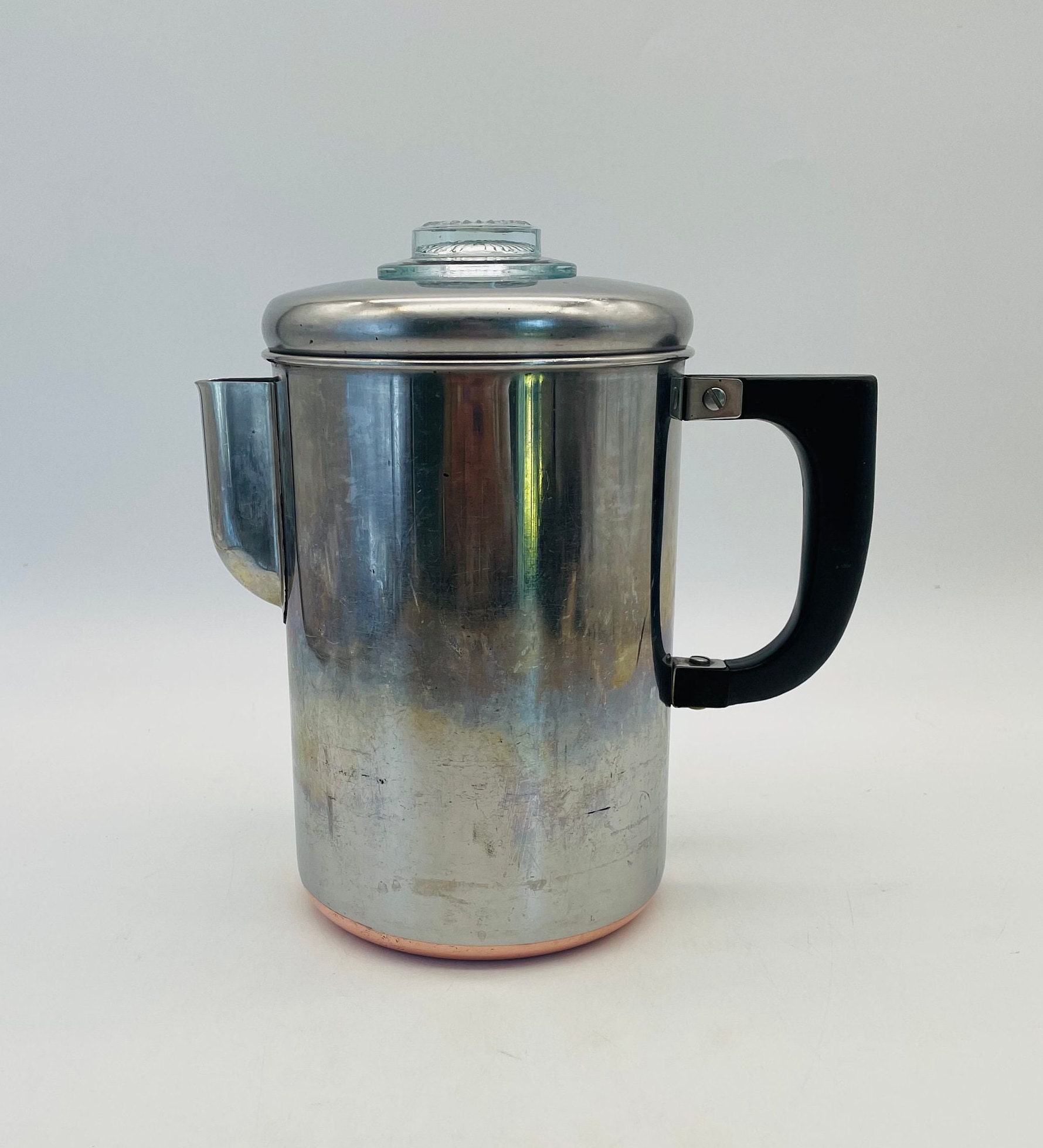 Ekcoware Copper Bottom Stainless Steel Percolator/mid Century Stove Top Coffee  Pot 