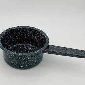 Panela pequena esmaltada cinza e branca salpicada/panela esmaltada/casa de fazenda, decoração campestre